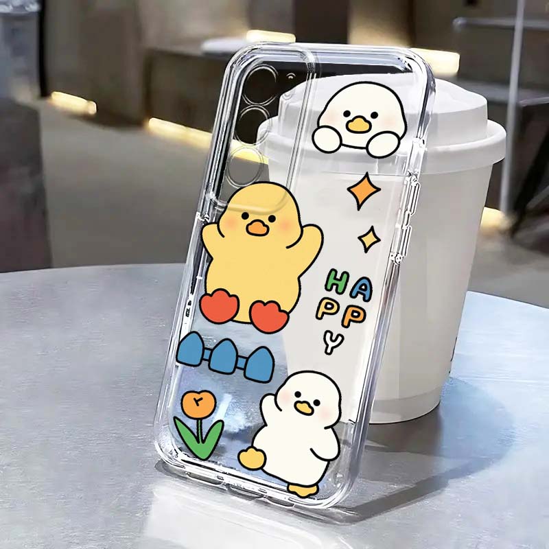 Oppo A78 - حافظة شفافة بتصميم بطة كرتونية لطيفة
