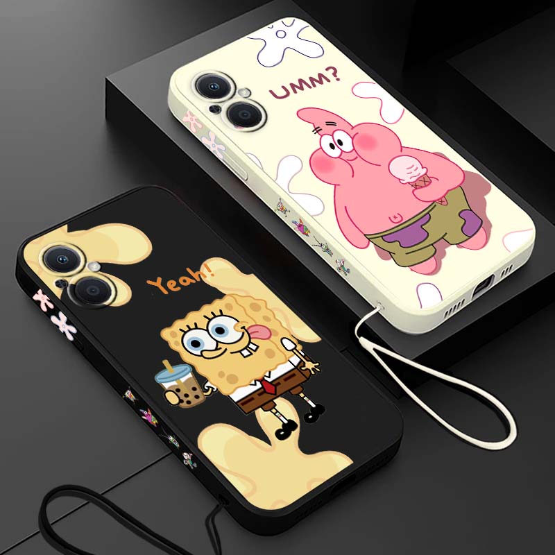 Oppo A78 - جراب هاتف سائل بتصميم سبونج بوب