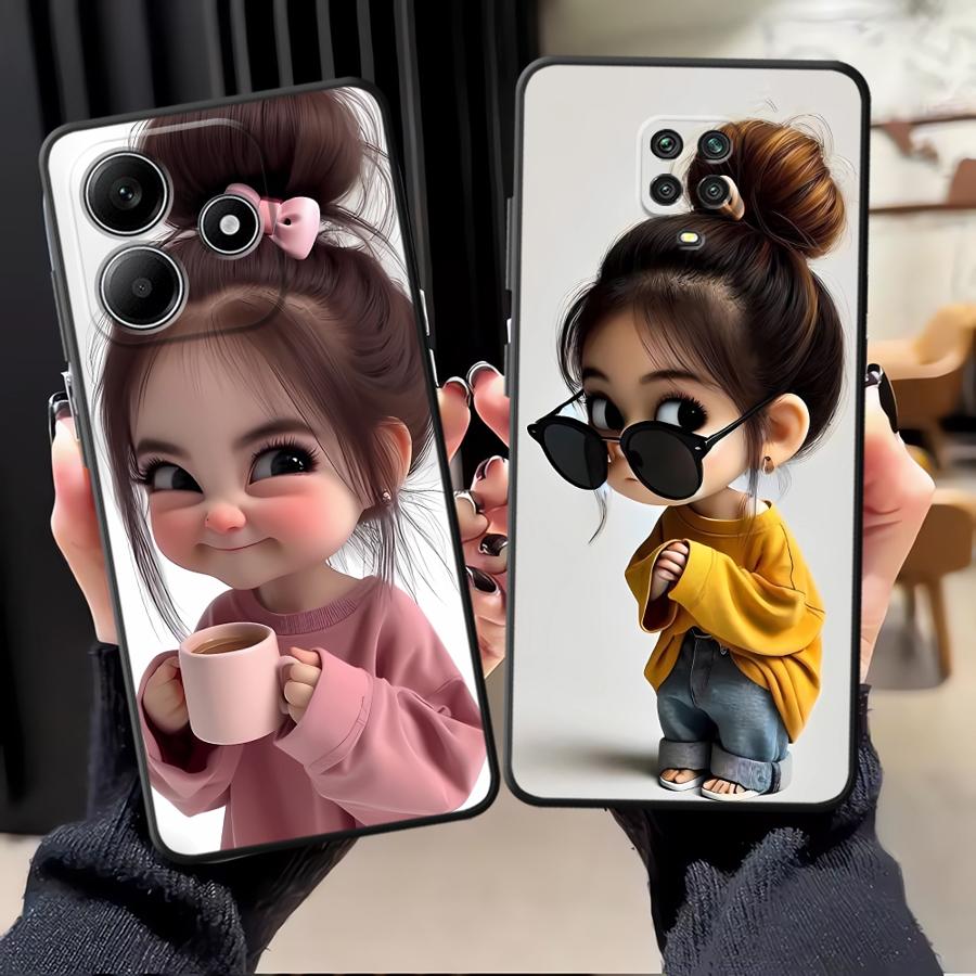 Xiaomi Redmi Note 13 - غطاء هاتف بنمط فتاة كرتونية لهواتف