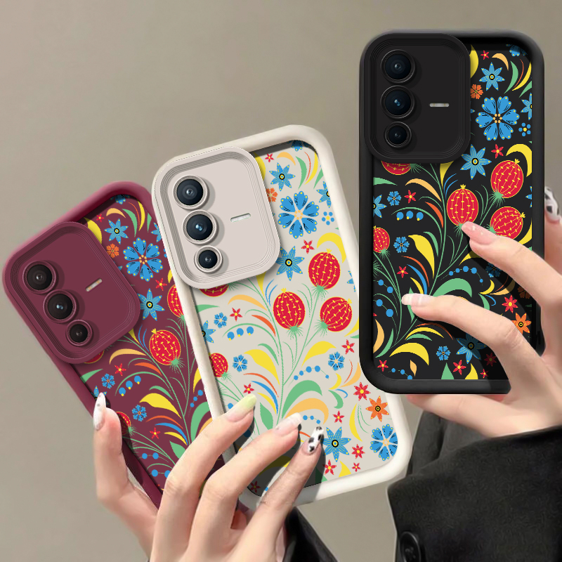Vivo V40 - غطاء هاتف مزين بالزهور لـ Vivo